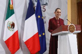 Emmanuel Macron And Claudia Sheinbaum Press Conference - Mexic