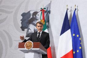 Emmanuel Macron And Claudia Sheinbaum Press Conference - Mexic