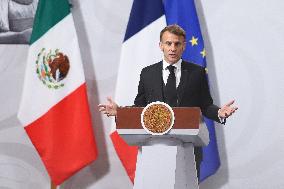 Emmanuel Macron And Claudia Sheinbaum Press Conference - Mexic