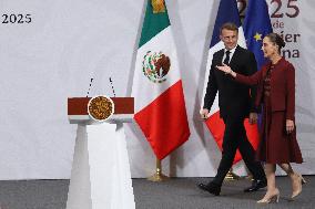 Emmanuel Macron And Claudia Sheinbaum Press Conference - Mexic