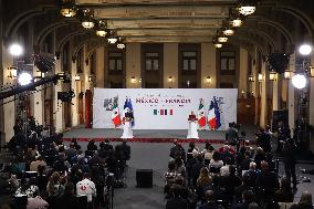 Emmanuel Macron And Claudia Sheinbaum Press Conference - Mexic