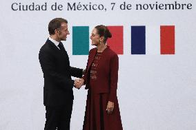 Emmanuel Macron And Claudia Sheinbaum Press Conference - Mexic