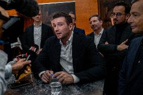 Jordan Bardella signs copies of his book Ce que veulent les Français - Nice