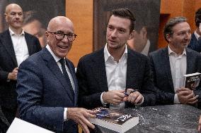 Jordan Bardella signs copies of his book Ce que veulent les Français - Nice