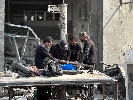 Gaza Man Rebuilds Bombed Bakery - Gaza Strip