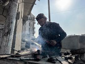 Gaza Man Rebuilds Bombed Bakery - Gaza Strip