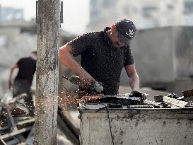 Gaza Man Rebuilds Bombed Bakery - Gaza Strip