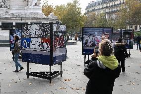 Dix ans apres les attentats du 13 Novembre, les Parisiens se recueillent place de la Republique.