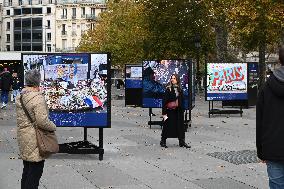 Dix ans apres les attentats du 13 Novembre, les Parisiens se recueillent place de la Republique.