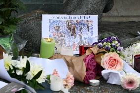 Dix ans apres les attentats du 13 Novembre, les Parisiens se recueillent place de la Republique.