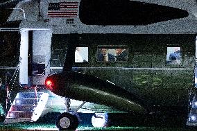 US President Donald J. Trump returns to the White House