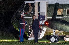 US President Donald J. Trump returns to the White House