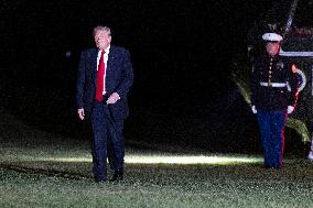 US President Donald J. Trump returns to the White House