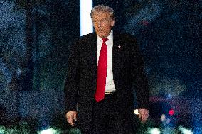 US President Donald J. Trump returns to the White House