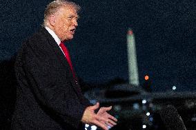 US President Donald J. Trump returns to the White House