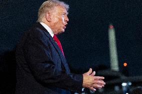 US President Donald J. Trump returns to the White House