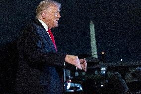 US President Donald J. Trump returns to the White House