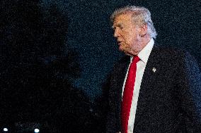 US President Donald J. Trump returns to the White House