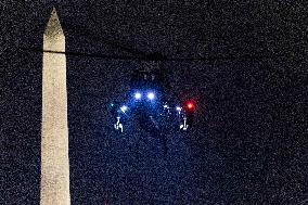 US President Donald J. Trump returns to the White House