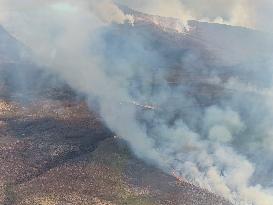 Large Fire in Tongariro National Park - New Zealand