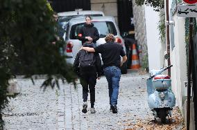 Pierre and Jean Sarkozy Near Their Father's Residence - Paris