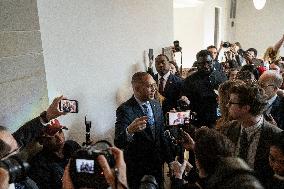 United States House Minority Leader Hakeem Jeffries speaks to press after a press conference on the 41st day of the Democrat Shu