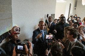 United States House Minority Leader Hakeem Jeffries speaks to press after a press conference on the 41st day of the Democrat Shu