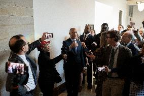 United States House Minority Leader Hakeem Jeffries speaks to press after a press conference on the 41st day of the Democrat Shu