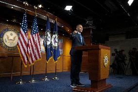 United States House Minority Leader Hakeem Jeffries hosts a press conference on the 41st day of the Democrat Shutdown