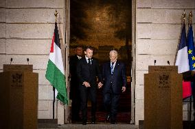 Macron and Mahmud Abbas Press Conf at Elysee Palace - Paris