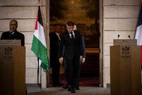 Macron and Mahmud Abbas Press Conf at Elysee Palace - Paris