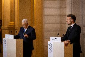 Macron and Mahmud Abbas Press Conf at Elysee Palace - Paris