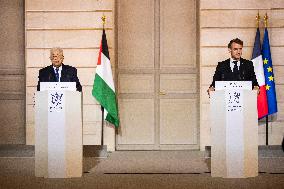 Macron and Mahmud Abbas Press Conf at Elysee Palace - Paris