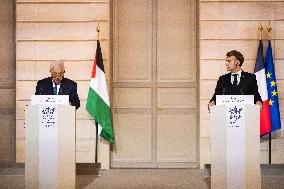 Macron and Mahmud Abbas Press Conf at Elysee Palace - Paris