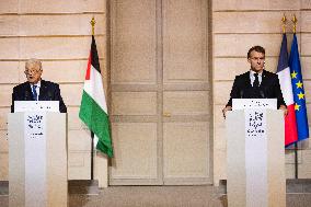 Macron and Mahmud Abbas Press Conf at Elysee Palace - Paris