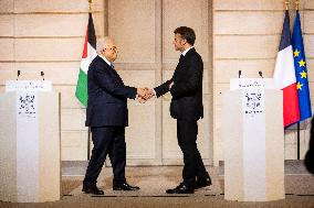 Macron and Mahmud Abbas Press Conf at Elysee Palace - Paris