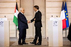 Macron and Mahmud Abbas Press Conf at Elysee Palace - Paris