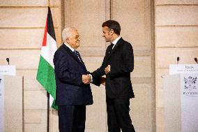 Macron and Mahmud Abbas Press Conf at Elysee Palace - Paris