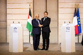 Macron and Mahmud Abbas Press Conf at Elysee Palace - Paris