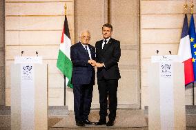 Macron and Mahmud Abbas Press Conf at Elysee Palace - Paris