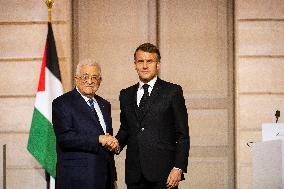 Macron and Mahmud Abbas Press Conf at Elysee Palace - Paris