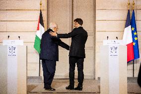 Macron and Mahmud Abbas Press Conf at Elysee Palace - Paris