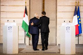Macron and Mahmud Abbas Press Conf at Elysee Palace - Paris