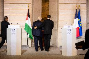 Macron and Mahmud Abbas Press Conf at Elysee Palace - Paris