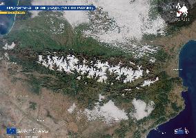 First Snowfall of The Season Over the Pyrenees