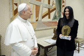 Pope Leo XIV Meets Italian Pop Queen Laura Pausini - Vatican
