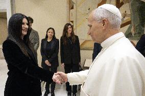 Pope Leo XIV Meets Italian Pop Queen Laura Pausini - Vatican