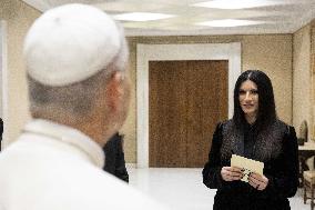 Pope Leo XIV Meets Italian Pop Queen Laura Pausini - Vatican