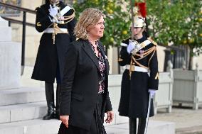 Yael Braun-Pivet Welcomes Mahmoud Abbas At The National Assembly - Paris