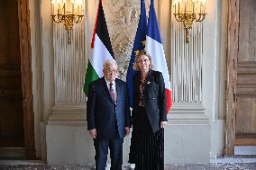 Yael Braun-Pivet Welcomes Mahmoud Abbas At The National Assembly - Paris
